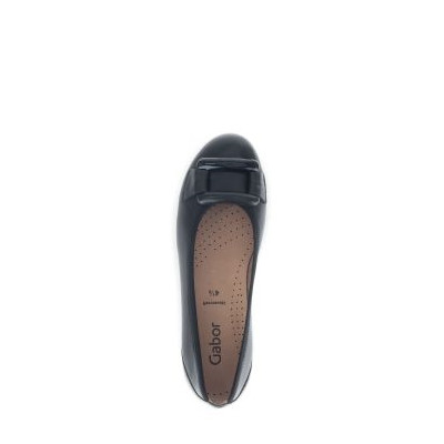 ballerine cuir noir bijou|Grande taille femme|Gabor