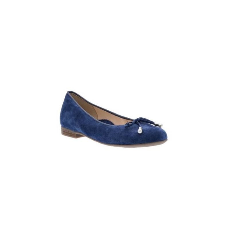 Ballerine en velours cuir bleu avec noeud | Grande pointure femme | ARA