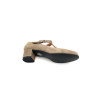 Escarpin salomé en cuir suédé vert à talon | Petite pointure femme | Ellen Kassel