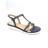 Sandale plate à bride en nubuck bleu jeans | Grande pointure femme | SOFTWAVES