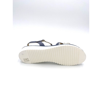 Sandale plate à bride en nubuck bleu jeans | Grande pointure femme | SOFTWAVES