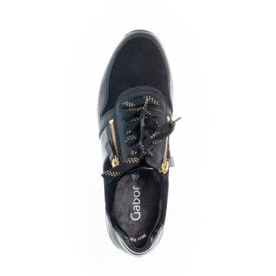 Basket noir et or en cuir zip |Grande pointure femme | GABOR