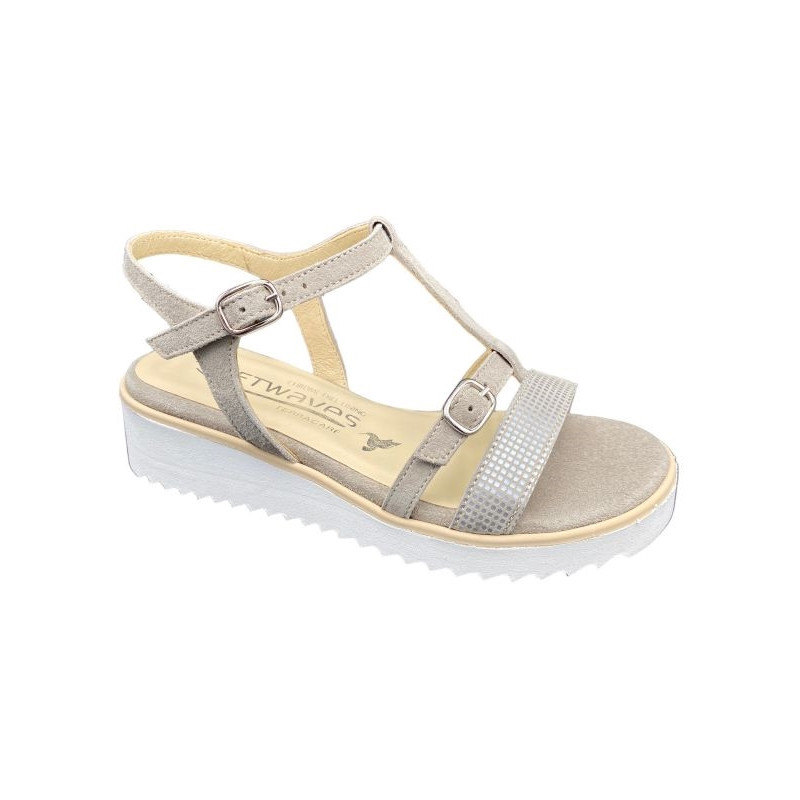 Sandale plate beige en nubuck | Petite pointure femme | Softwaves