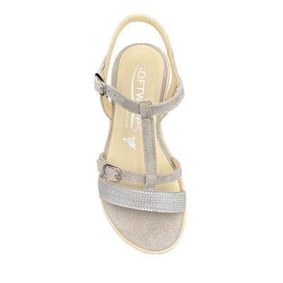 Sandale plate beige en nubuck | Petite pointure femme | Softwaves