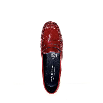 Chaussure mocassin souple en cuir rouge| Petite taille femme| GEO REINO