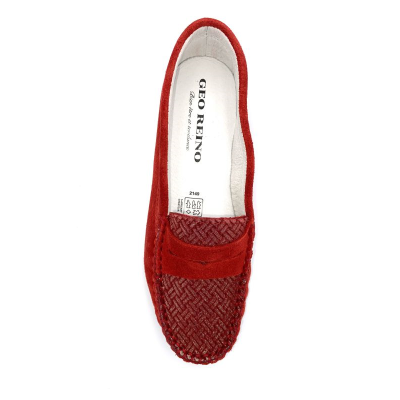 Mocassin souple en velours cuir rouge | Petite pointure femme | Geo Reino