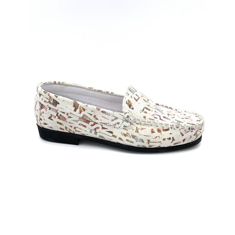 Mocassin souple et confortable suèdé blanc| Petite taille femme | Géo Reino