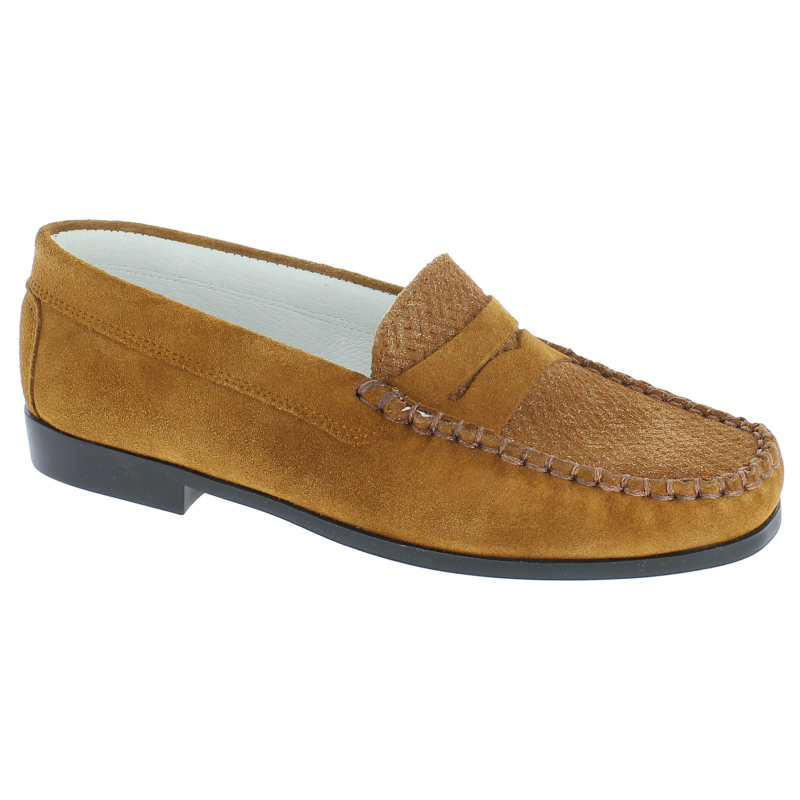 Mocassin souple cognac en velours cuir | Petite pointure femme | Geo Reino