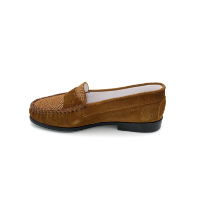 Mocassin souple cognac en velours cuir | Petite pointure femme | Geo Reino