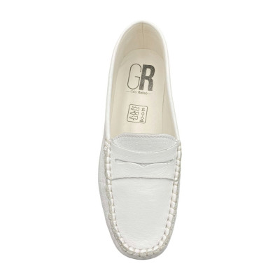Chaussure Mocassin très souple en cuir blanc | Petite Taille Femme| GEO REINO