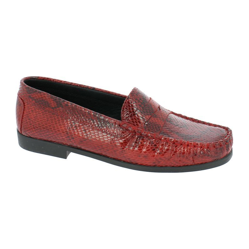 Mocassin souple rouge cuir vernis croco | Petite pointure femme | Geo Reino
