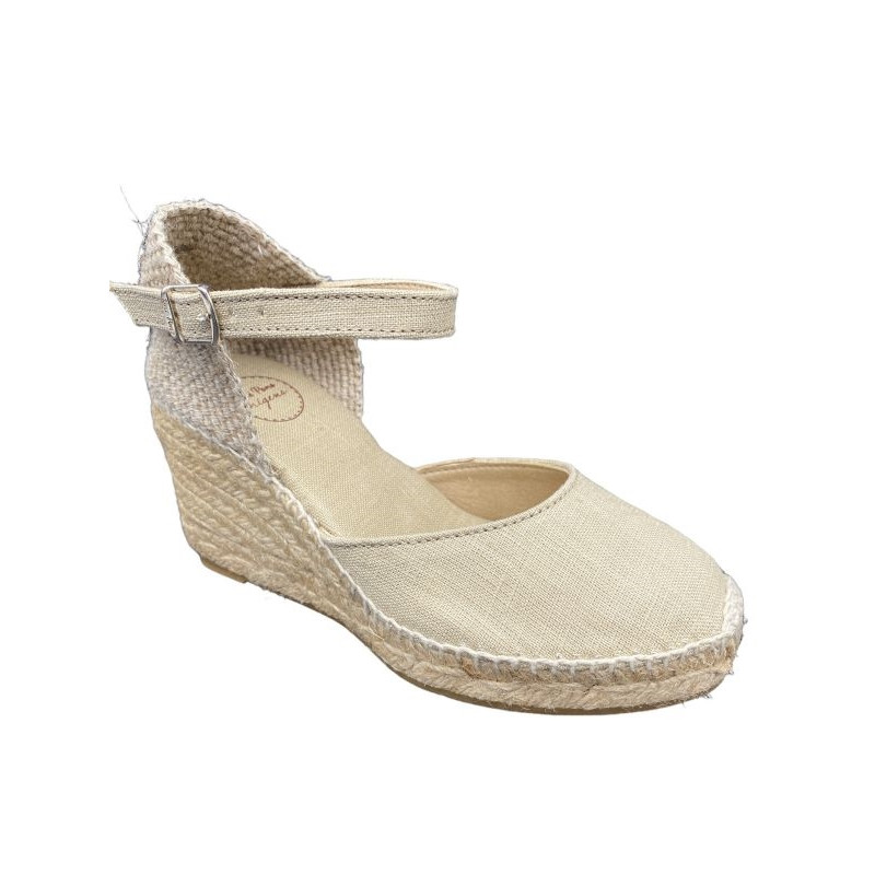 Sandale style espadrille à talon toile beige|Petite taille femme|Toni Pons