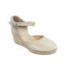 Sandale style espadrille à talon toile beige|Petite taille femme|Toni Pons