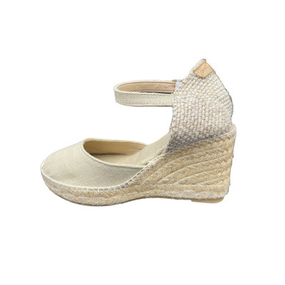 Sandale style espadrille à talon toile beige|Petite taille femme|Toni Pons