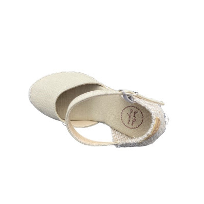 Sandale style espadrille à talon toile beige|Petite taille femme|Toni Pons