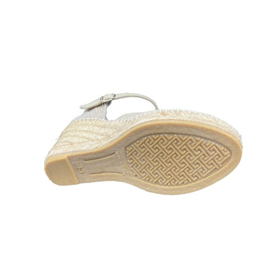 Sandale style espadrille à talon toile beige|Petite taille femme|Toni Pons