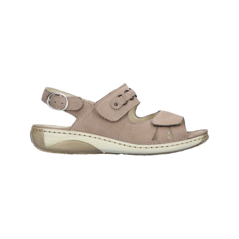 Sandale confort 2 velcros en nubuck taupe| Grande taille femme | Waldlaufer