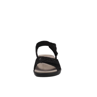 Sandale compensée avec semelle amovible en velours cuir noir | Petite Taille Femme | Semler