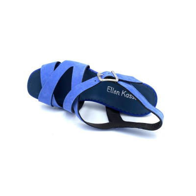 Sandale compensée bleu électrique| Petite taille femme | Ellen Kassel
