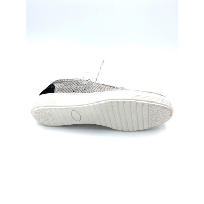 Tennis de ville brillante cuir argenté| Grande taille femme | Géo Reino