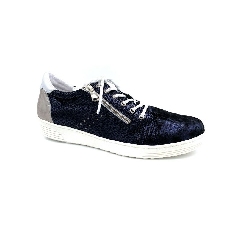 Tennis de ville brillante cuir marine| Grande taille femme | Géo Reino