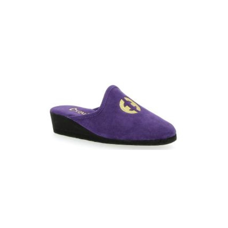 Chausson mule compensé violet alcantara lavable | Petite pointure femme | EXQUISE