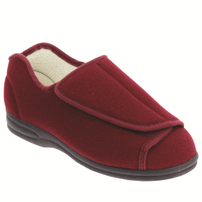 Chausson à velcro tissus bordeaux | Grande pointure homme | FARGEOT