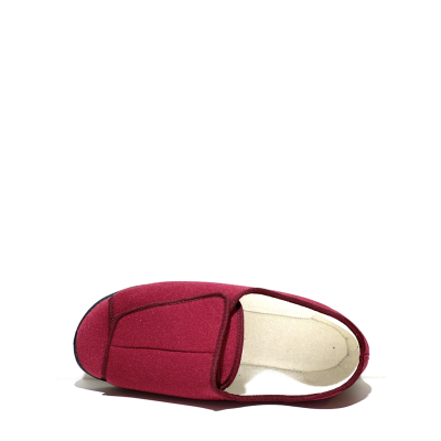 Chausson à velcro tissus bordeaux | Grande pointure homme | FARGEOT