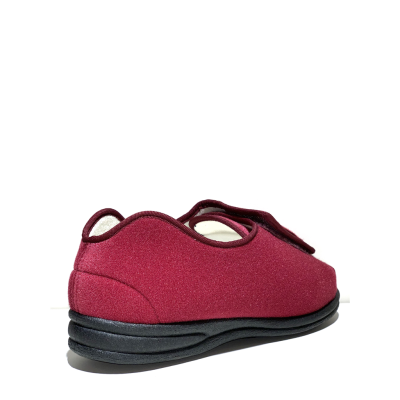 Chausson à velcro tissus bordeaux | Grande pointure homme | FARGEOT