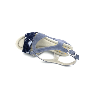 Sandale compensée en nubuck bleu | Petite taille femme | MINI MAXI