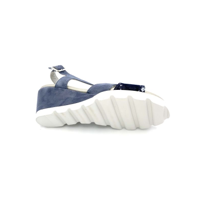 Sandale compensée en nubuck bleu | Petite taille femme | MINI MAXI