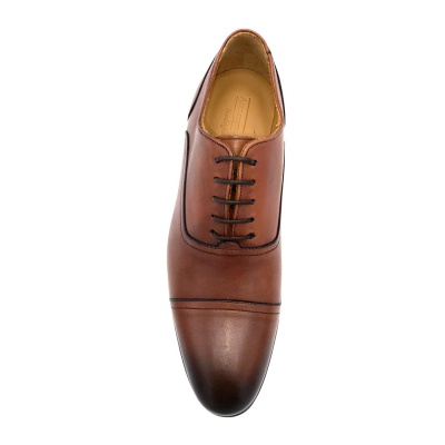 Richelieu en cuir cognac bout coupé | Petite Taille Homme | Alexander Bennett