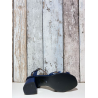 Sandale Salomé sur talon en cuir marine en Petite Taille Femme