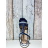 Sandale Salomé sur talon en cuir marine en Petite Taille Femme