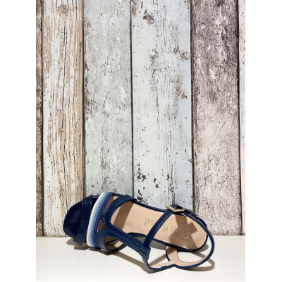 Sandale Salomé sur talon en cuir marine en Petite Taille Femme