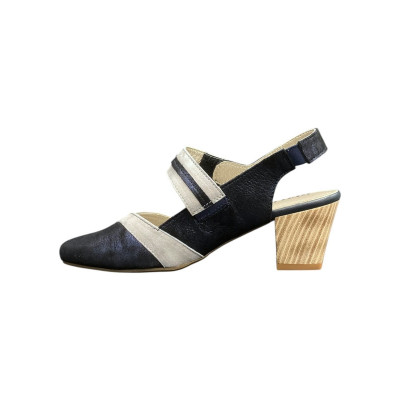 Sandale en cuir marine bout fermé avec bride en Petite Taille pour Femme