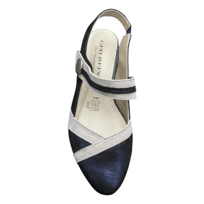 Sandale en cuir marine bout fermé avec bride en Petite Taille pour Femme