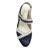 Sandale en cuir marine bout fermé avec bride en Petite Taille pour Femme