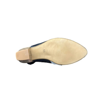 Sandale en cuir marine bout fermé avec bride en Petite Taille pour Femme