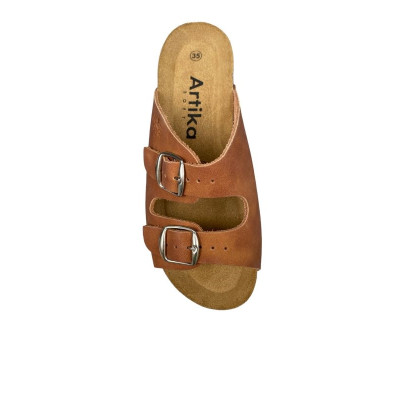 Mule confortable nubuck cognac|Petite taille femme|Artika