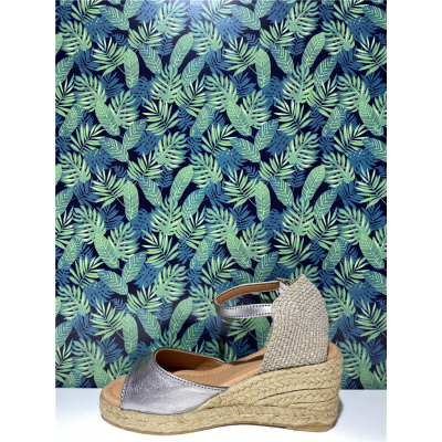 espadrille à talon en cuir