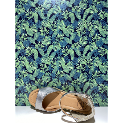 espadrille à talon en cuir