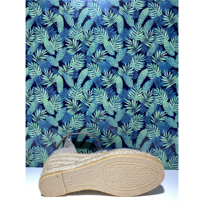 espadrille à talon en cuir