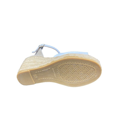Sandale type Espadrille Cordes sur Talon en cuir Blanc en petite taille femme