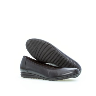 Ballerine cuir noir semelle sport|Grande taille femme|Gabor