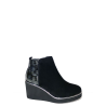 SOFTWAVES | Bottine sur talon compensé en nubuck noir | petite pointure femme