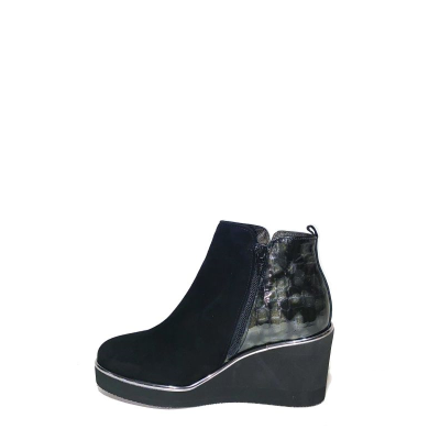 SOFTWAVES | Bottine sur talon compensé en nubuck noir | petite pointure femme