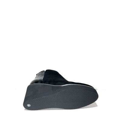SOFTWAVES | Bottine sur talon compensé en nubuck noir | petite pointure femme