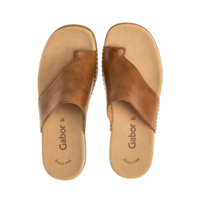 Mule entre-doigt en cuir cognac| Grande taille femme | GABOR