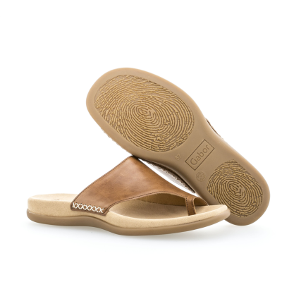 Mule entre-doigt en cuir cognac| Grande taille femme | GABOR